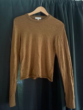 J. Crew Long Sleeve Lightweight Crewneck Sweater in Cognac Brown
